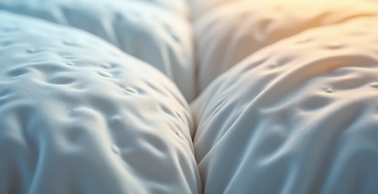 Comparaison visuelle entre couette duvet et synthétique pour dormeurs qui transpirent