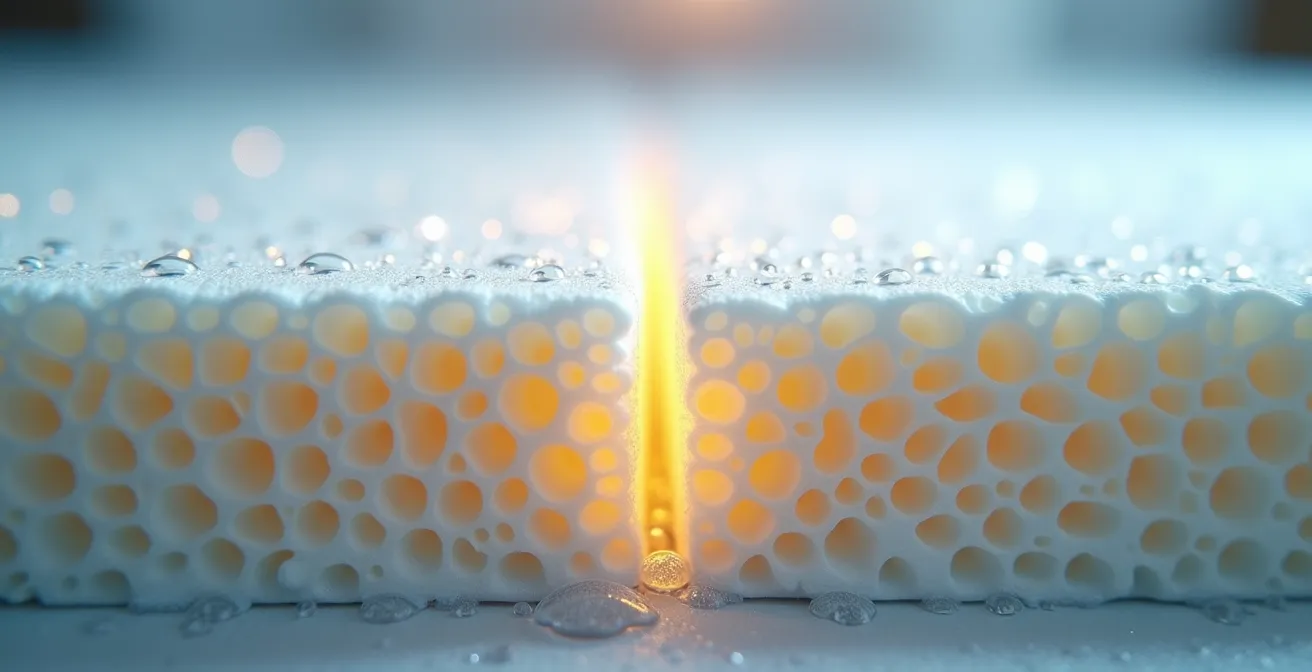 Comparaison microscopique des structures alvéolaires du latex naturel et de la mousse à mémoire de forme