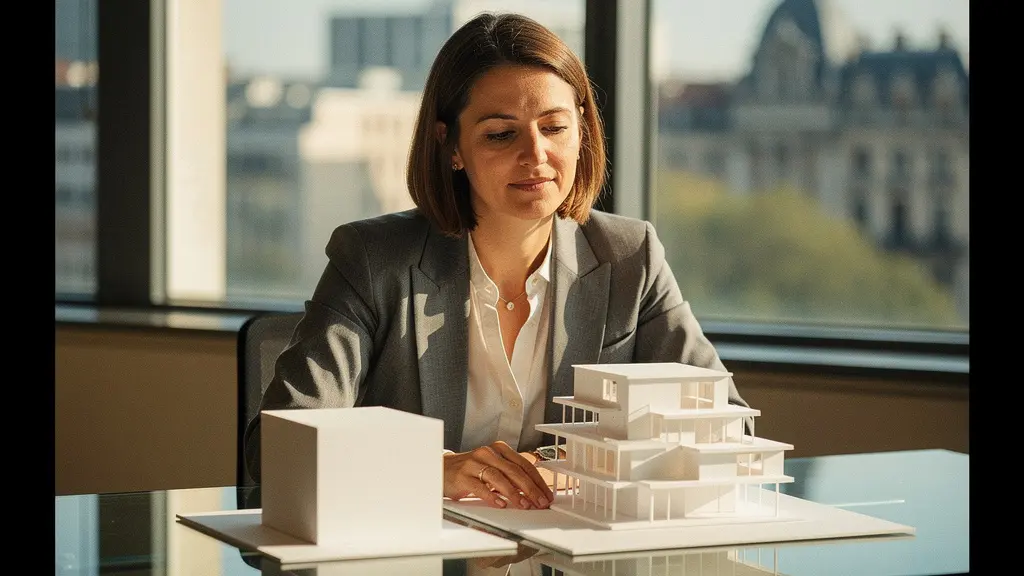 Une entrepreneure belge contemplative pèse le choix entre la simplicité d'une entreprise en nom propre et la structure plus complexe d'une SRL.