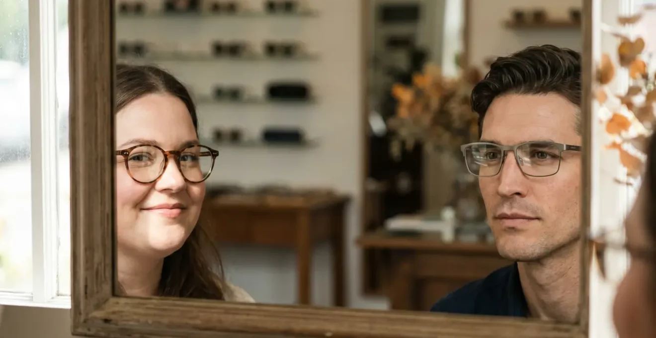 Portrait en gros plan montrant différentes formes de visages avec des montures de lunettes adaptées